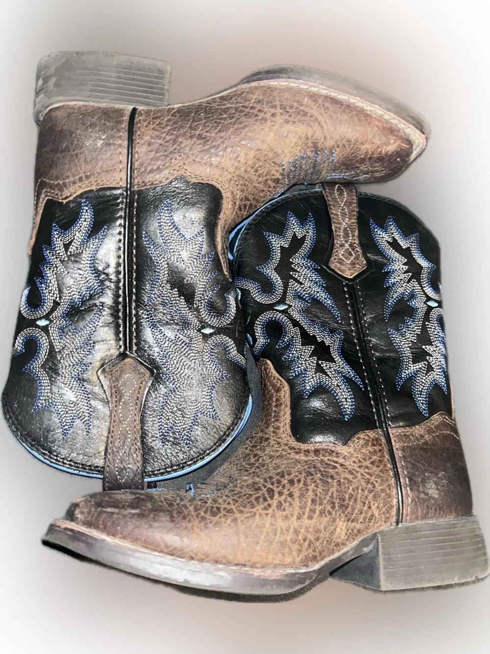 Ariat Tombstone Brown Leather Cowboy Boots Square Toe Boys Youth 11